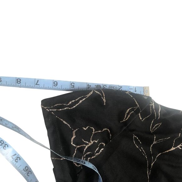 AGB Byer Black Dress VTG Maxi Sheer Overlay Slip Dress Silver Glittery Floral 12 - Picture 6 of 10